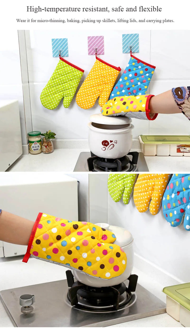 Mitten Microwave Oven Glove Non Slip Household Thickened Insulated Baking Heat Resistant Gloves Oven Mitts Cute Kitchen Tool