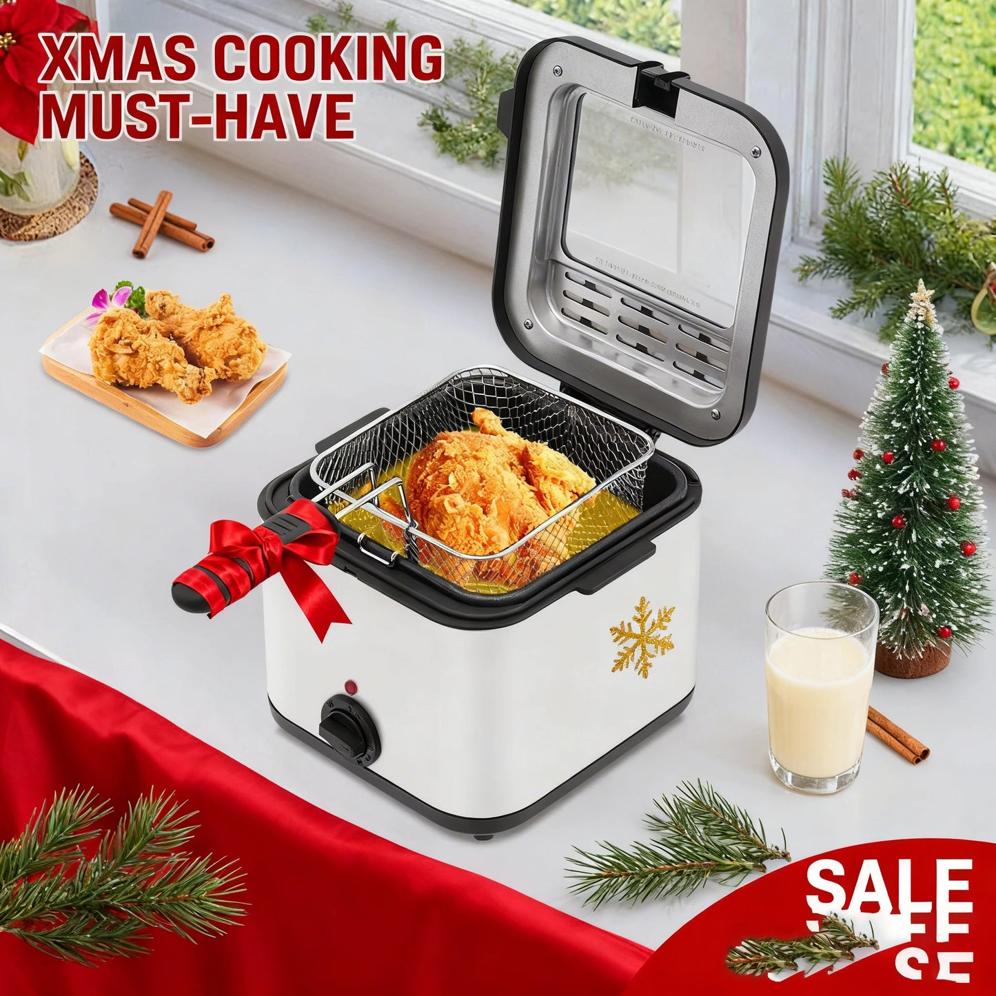 110V Electric Deep Fryer with Basket, Deep Fryers, Stainless Steel Commercial Deep Fryer for Home Kitchen, Restaurant, Fast Food