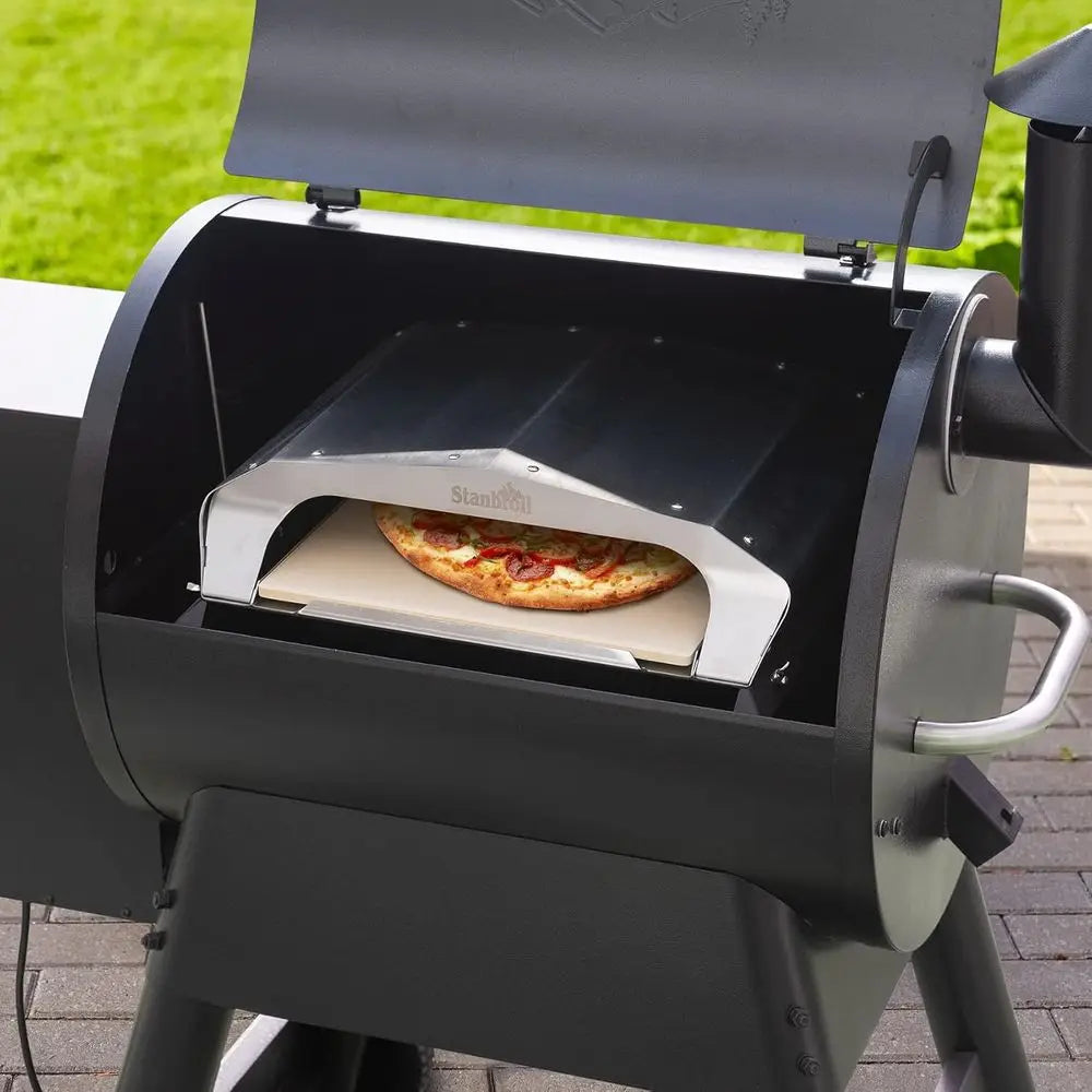 Traeger, Pit Boss, Camp Chef, Green Mountain Grills, Z Grills, Smokin Brothers Compatible Wood Fired Pizza Oven Attachment, Silv