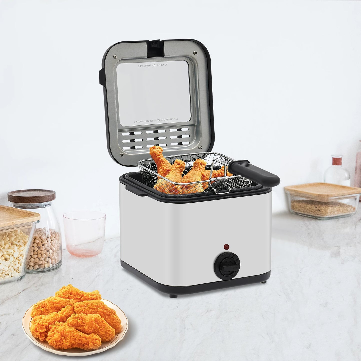 110V Electric Deep Fryer with Basket, Deep Fryers, Stainless Steel Commercial Deep Fryer for Home Kitchen, Restaurant, Fast Food