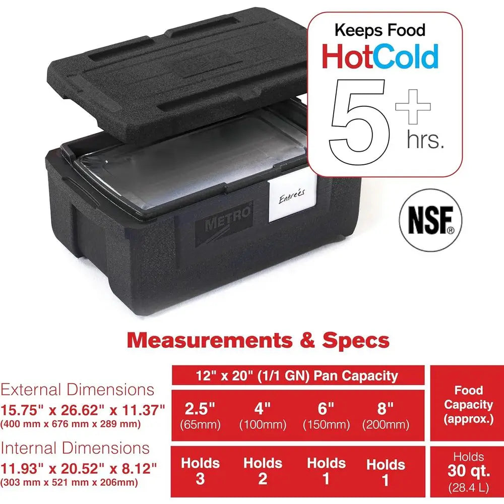 Top-Load Insulated Food Carrier - Multipurpose Pan Carrier, Insulated Cooler, and Food Warmer - 30 qt or 3 Pan Capacity - Black