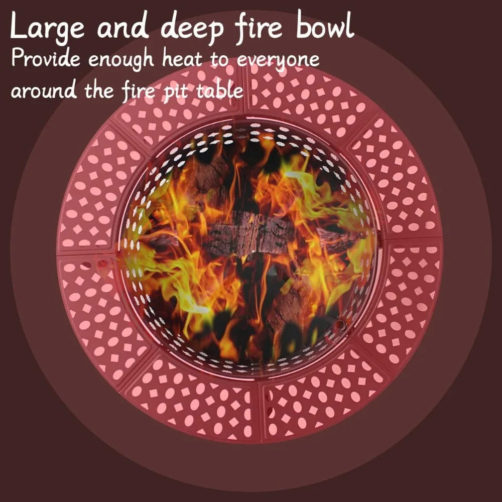 Fire Pit with Grills,Wood Burning Fire Pit for Outside with Lid,Poker and Round Waterproof Cover,BBQ& Outdoor Firepit,Customized