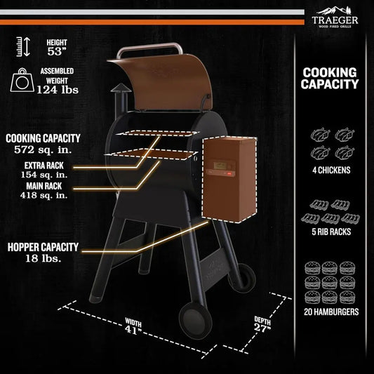 Wood Pellet Grill & Smoker with Wi-Fi Connectivity, Bronze