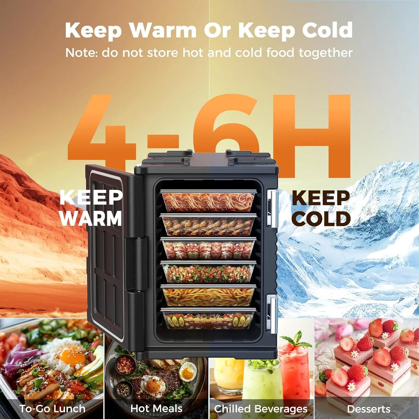 95Qt Food Warmer with Wheels, 304 Stainless Steel Latch and Door Shaft, Catering Food Warmers for Parties,Insulated Food Carrier