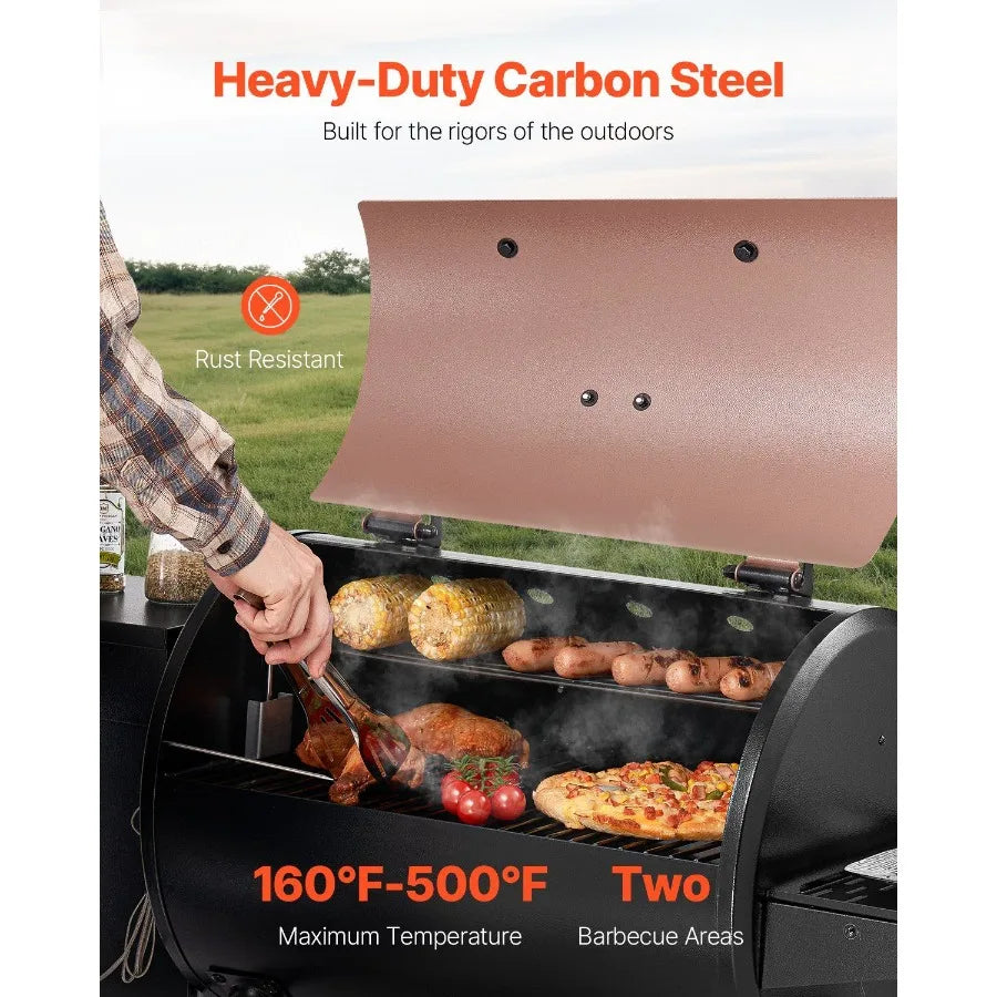 Wood Pellet Grill Smoker, 8 in 1 BBQ Grills for Outdoor Cooking, 456 Square Inches Cook Area Electric Grill and Smoker