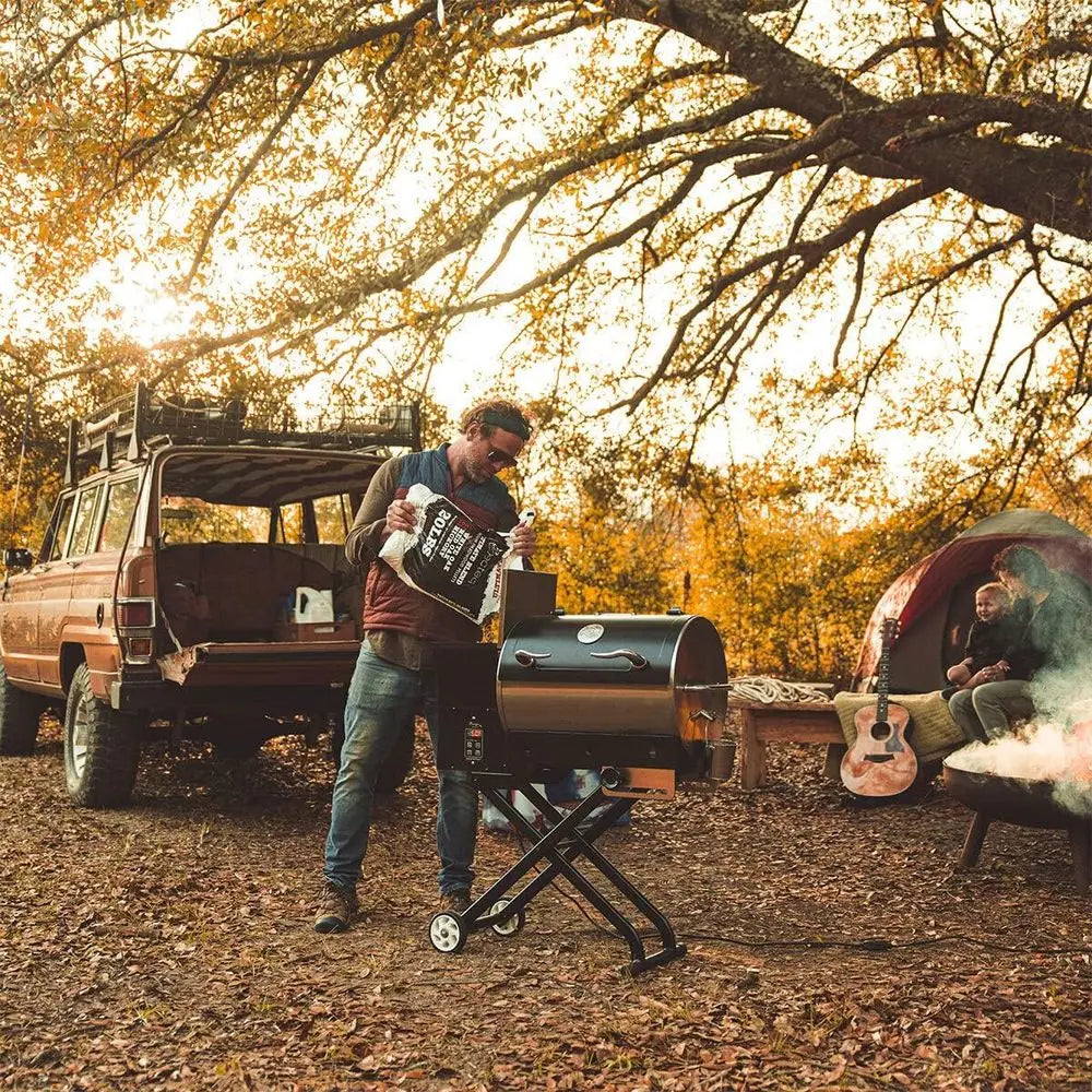 Portable Electric Pellet Grill - Road 340, BBQ Smoker with Wood Pellets for Searing and Smoking