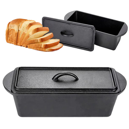 Rectangular Cast Iron Dutch Oven with Lid Bread-Baking-Pan Heavy Duty Bread Loaf Pan for Homemade Bread Cake