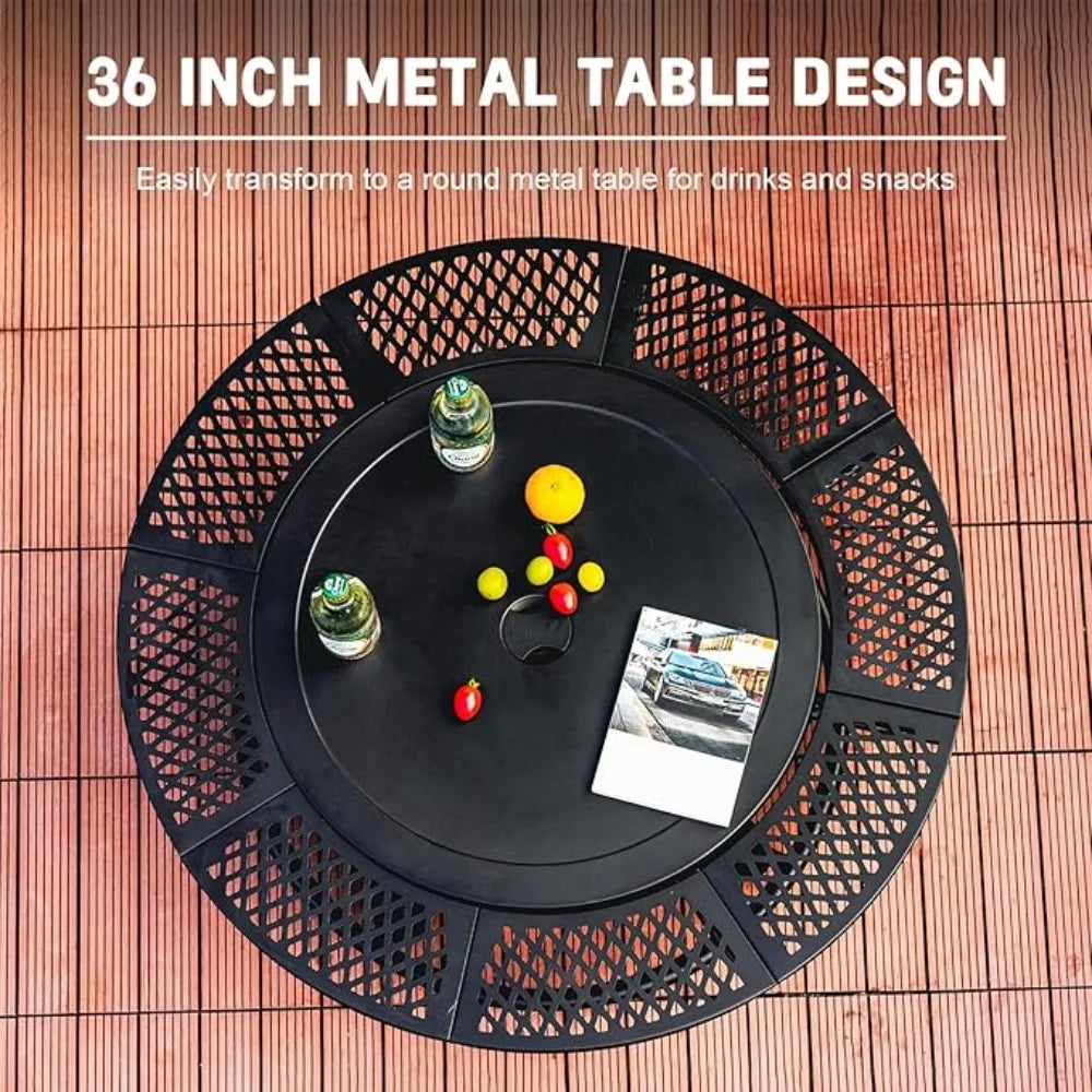 36 Inch Fire Pit with 2 Cooking Grills,Outdoor Wood Burning BBQ Firepit with Lid, 3-in-1 Outdoor Fire Pit for Backyard Deck