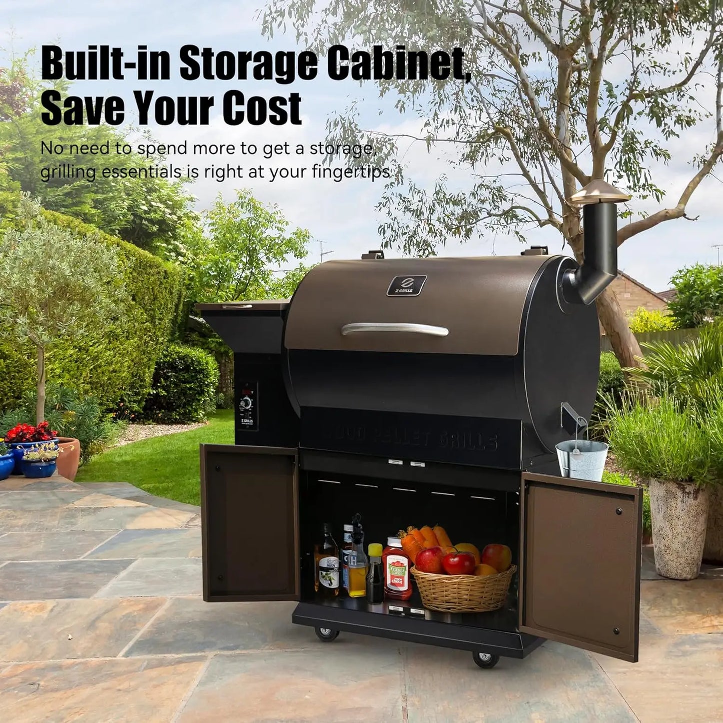 Hot salesWood Pellet Grill Smoker with PID Control, Rain Cover, 700 sq. in Cooking Area for Outdoor BBQ, Smoke, Bake and Roast