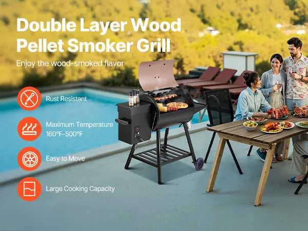 Wood Pellet Grill Smoker, 8 in 1 BBQ Grills for Outdoor Cooking, 456 Square Inches Cook Area Electric Grill and Smoker