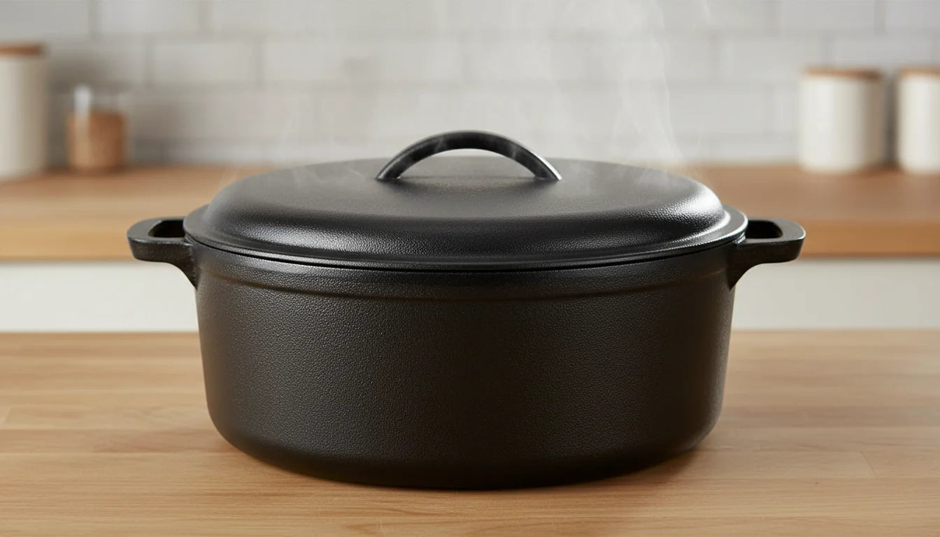 Large 7-Quart Pre-Seasoned Cast Iron Dutch Oven with Lid, Heavy-Duty for Even Cooking, Perfect for Home Chefs