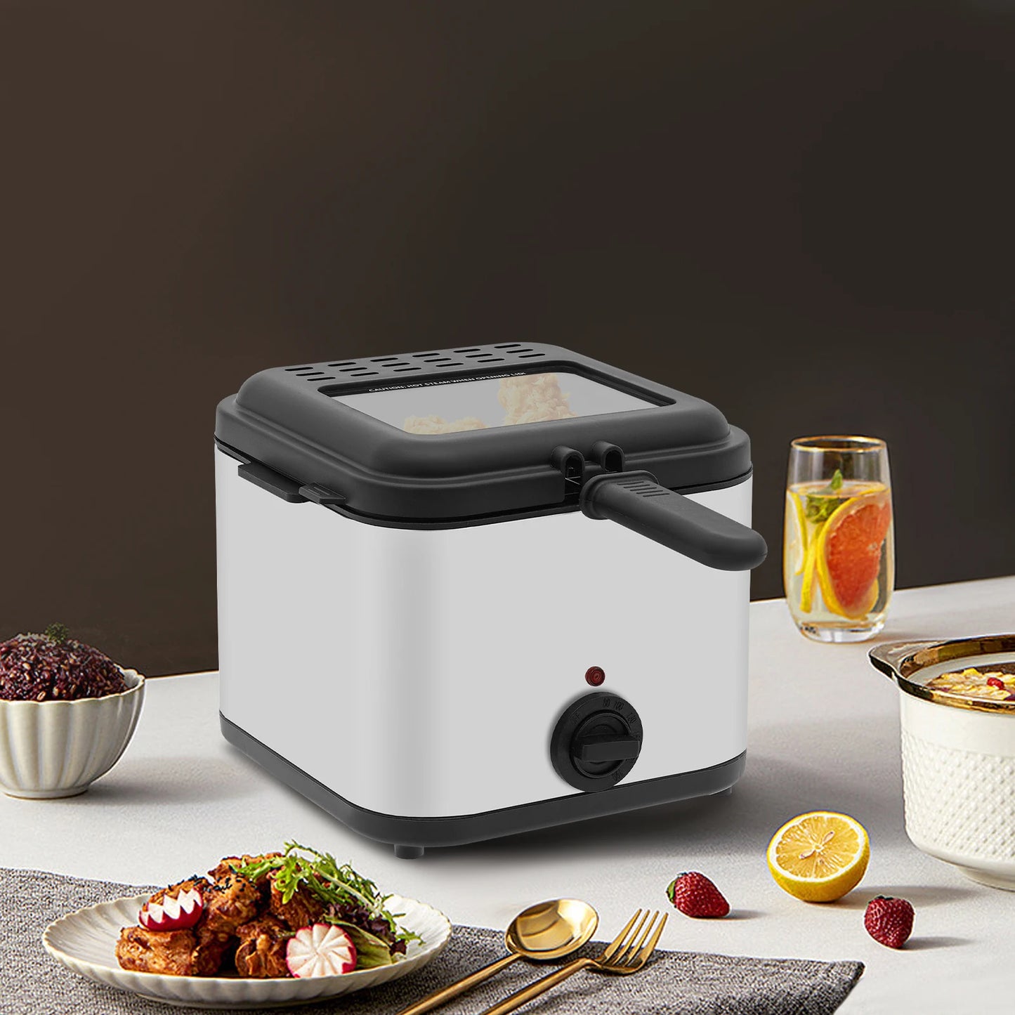 110V Electric Deep Fryer with Basket, Deep Fryers, Stainless Steel Commercial Deep Fryer for Home Kitchen, Restaurant, Fast Food