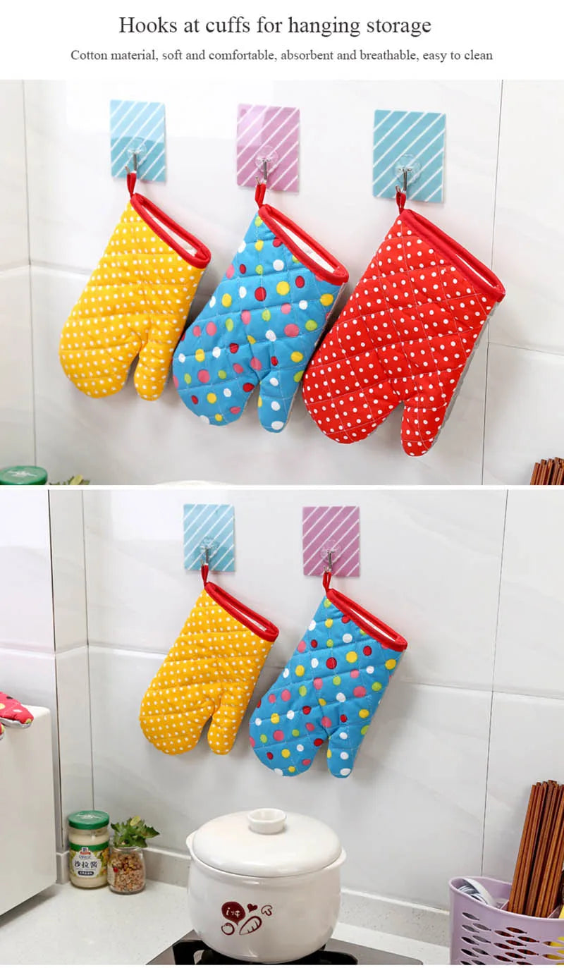 Mitten Microwave Oven Glove Non Slip Household Thickened Insulated Baking Heat Resistant Gloves Oven Mitts Cute Kitchen Tool