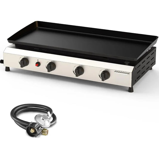 4 Burner Flat Top Grill 30 Inch Stainless Steel Tabletop Portable Propane Griddle with 40 000 BTU Power for Outdoor BBQ Camping
