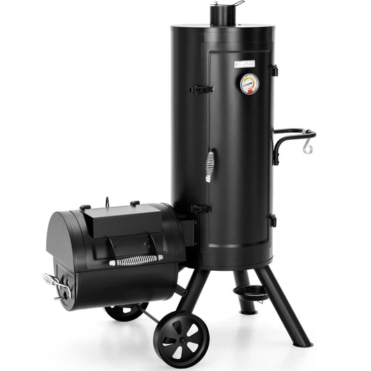 Heavy Duty Vertical Offset Charcoal Smoker Grills Extra Large Outdoor BBQ Grill
