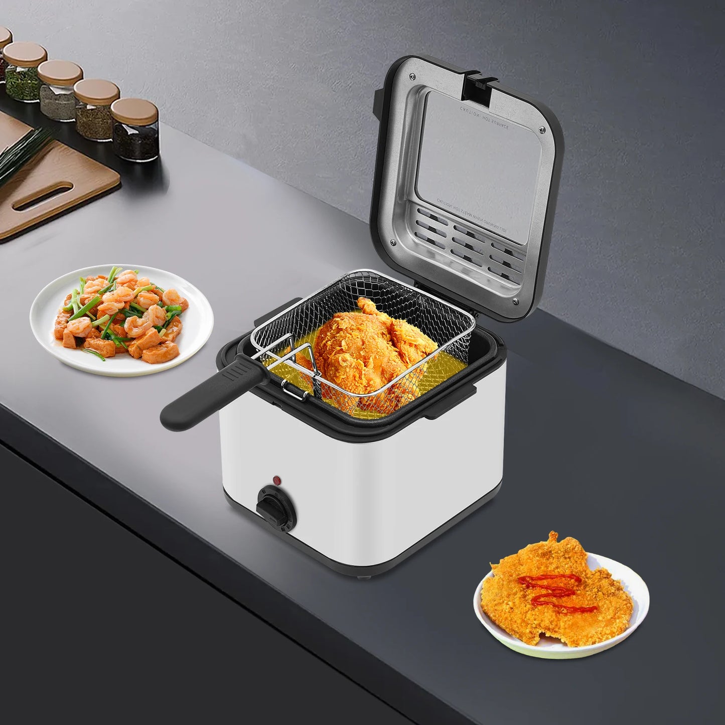 110V Electric Deep Fryer with Basket, Deep Fryers, Stainless Steel Commercial Deep Fryer for Home Kitchen, Restaurant, Fast Food