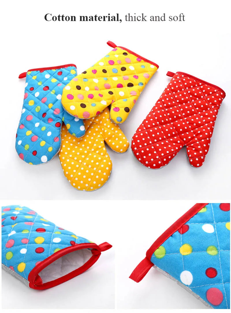 Mitten Microwave Oven Glove Non Slip Household Thickened Insulated Baking Heat Resistant Gloves Oven Mitts Cute Kitchen Tool