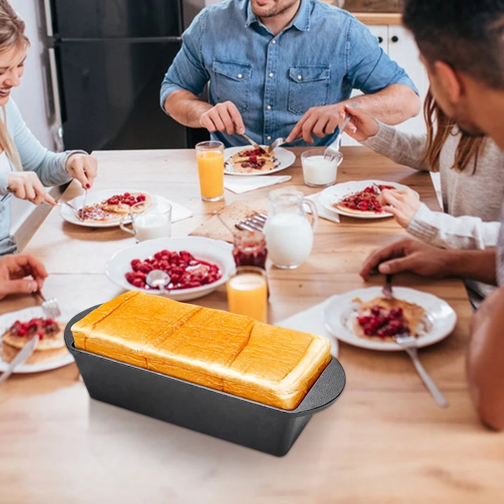 Rectangular Cast Iron Dutch Oven with Lid Bread-Baking-Pan Heavy Duty Bread Loaf Pan for Homemade Bread Cake