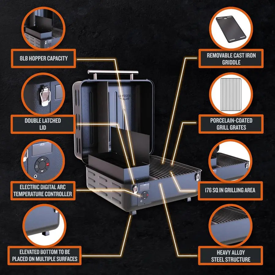 Grills TFT18KLD Ranger, Portable Wood Pellet Grill and Smoker Electric Tabletop Pellet Smoker with Digital Arc Controller, Cast