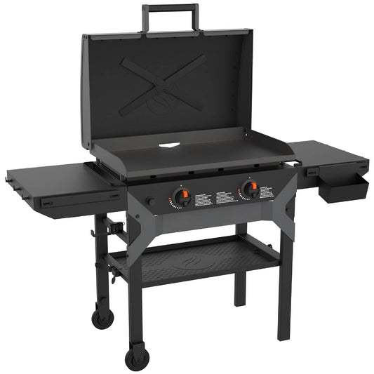 2311 Iron Forged 28” Omnivore Griddle with X-Braced Hood, Powder Coated Steel, Black, Customized