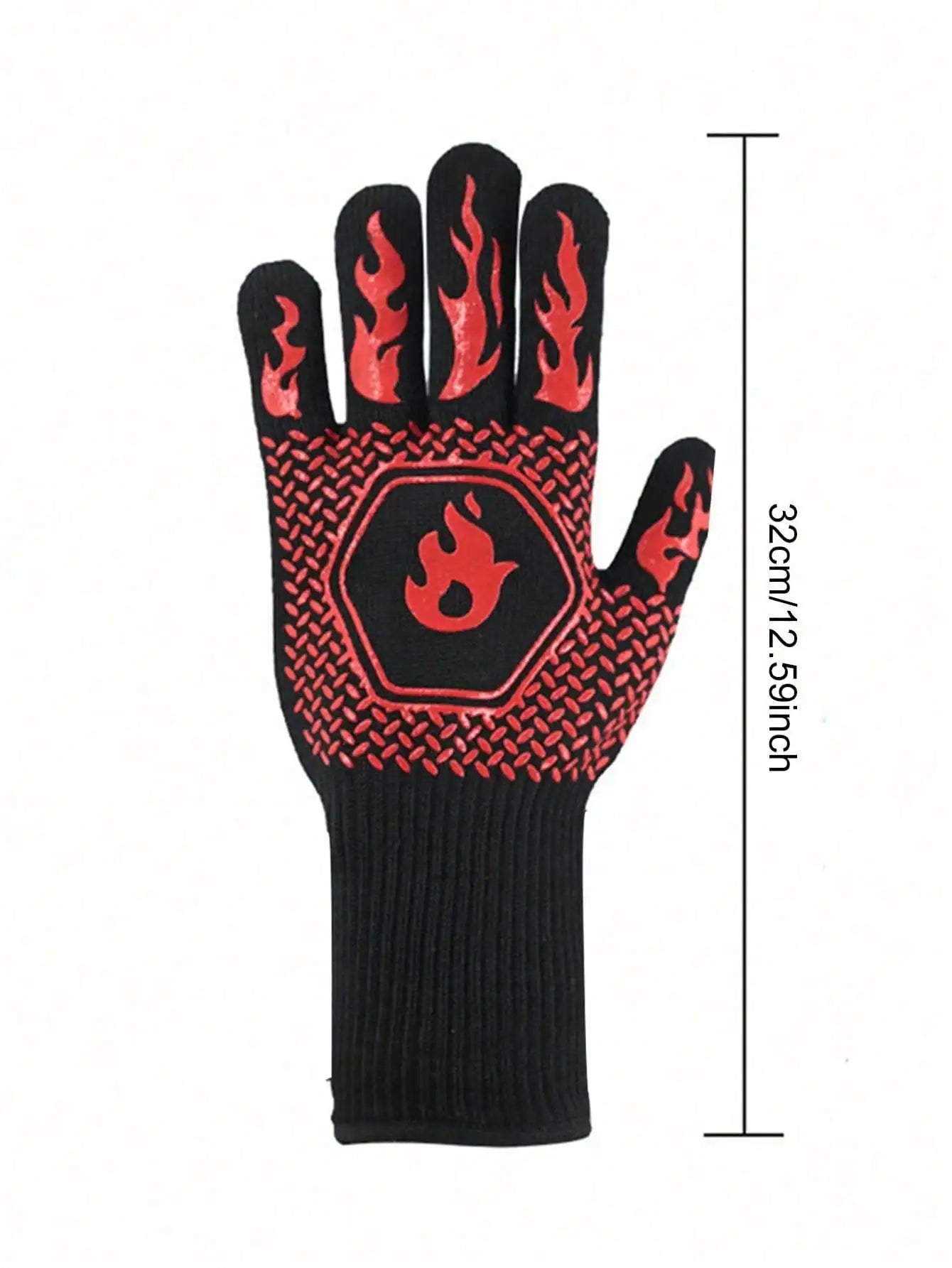 2PCS 500 Heat-insulating Resistant BBQ Gloves Fireplace Grilling Gloves Anti-scald Oven Glove for Ktichen Baking Grill Microwave