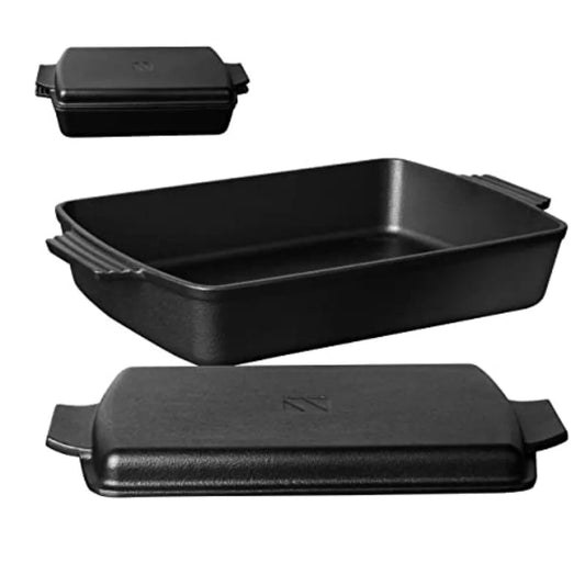 2In1 Pre Seasoned Cast Iron Dutch Oven With Skillet LidCasserole Dish Rectangular Baking Pan Griddle Pot Set 6QT 9x13