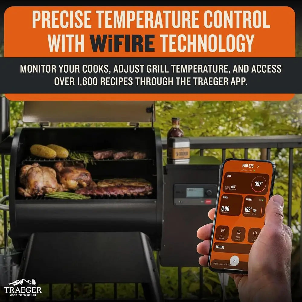 Wood Pellet Grill & Smoker with Wi-Fi Connectivity, Bronze