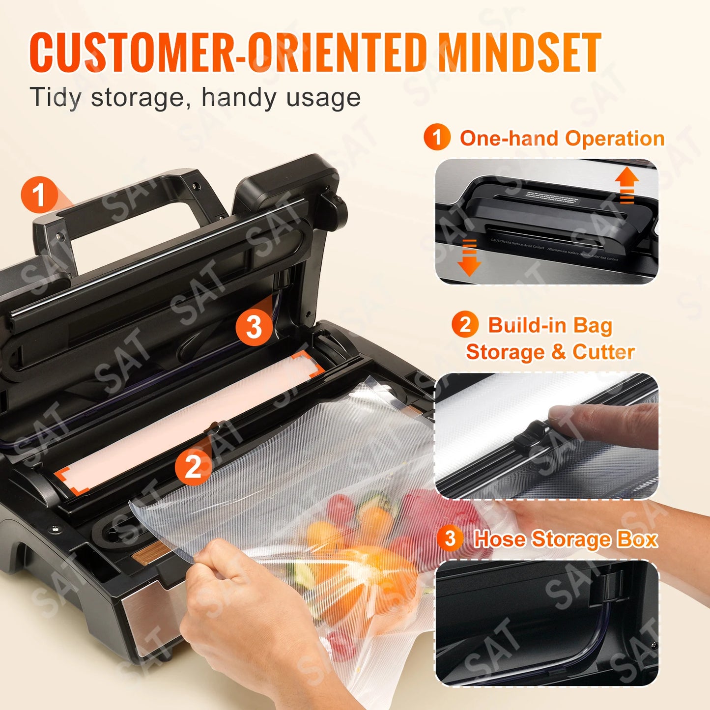 Vacuum Food Sealing for Household Kitchen 90Kpa 130W Vacuum Sealer Food Packaging Machine with Free 10pcs Vacuum bags