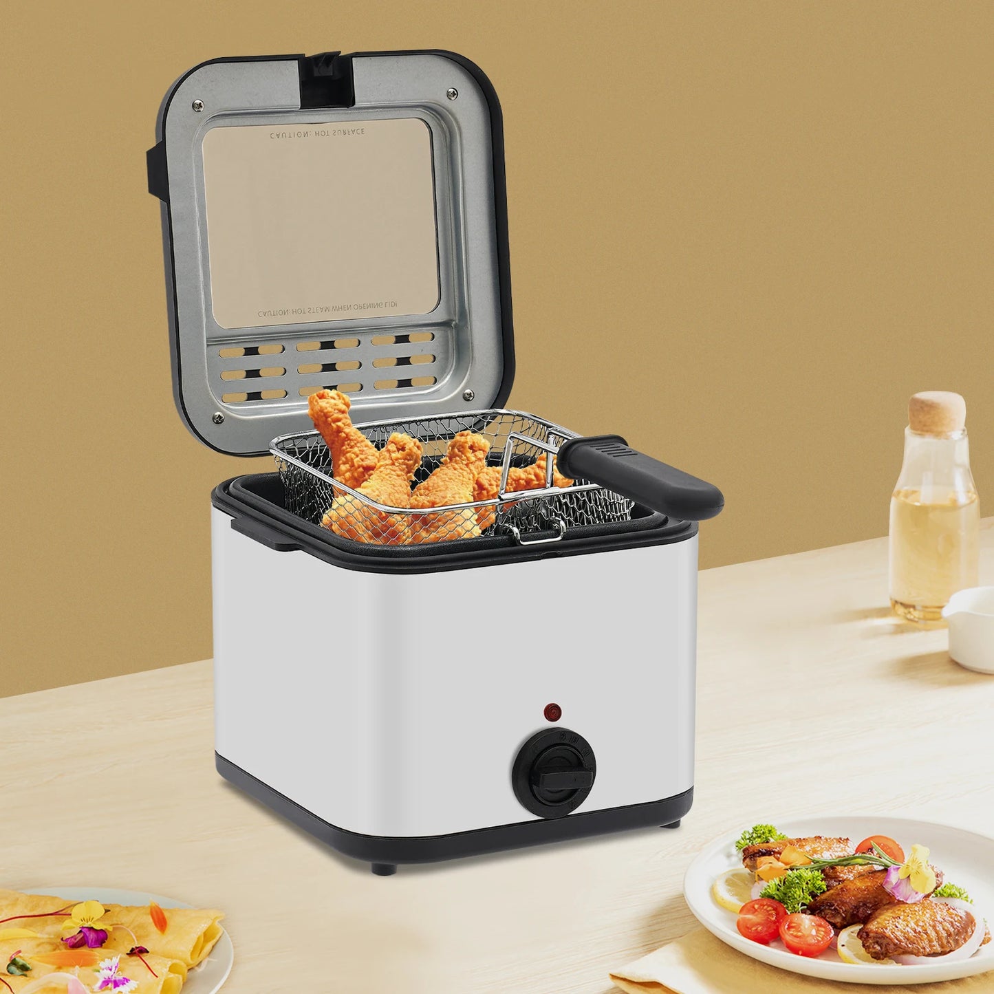 110V Electric Deep Fryer with Basket, Deep Fryers, Stainless Steel Commercial Deep Fryer for Home Kitchen, Restaurant, Fast Food