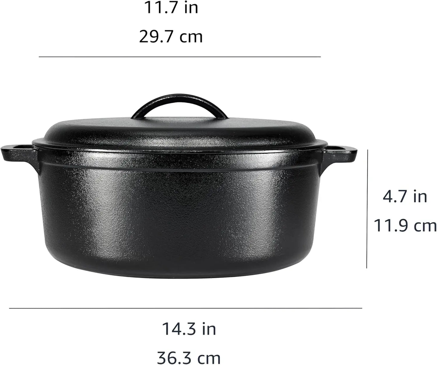 Large 7-Quart Pre-Seasoned Cast Iron Dutch Oven with Lid, Heavy-Duty for Even Cooking, Perfect for Home Chefs