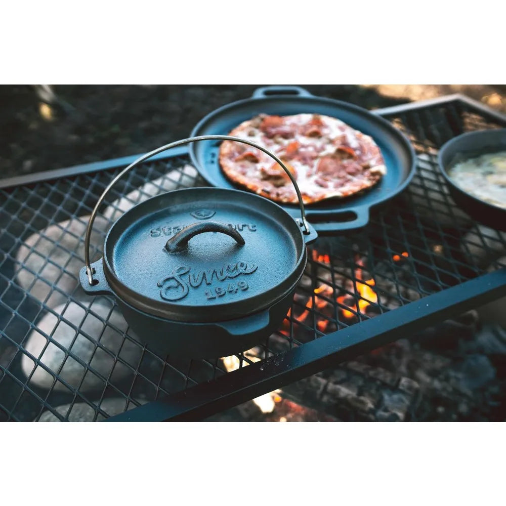 Pre-Seasoned Cast Iron Dutch Oven 4QT - Versatile Family Cooking Pot for Stovetop & Outdoor Use