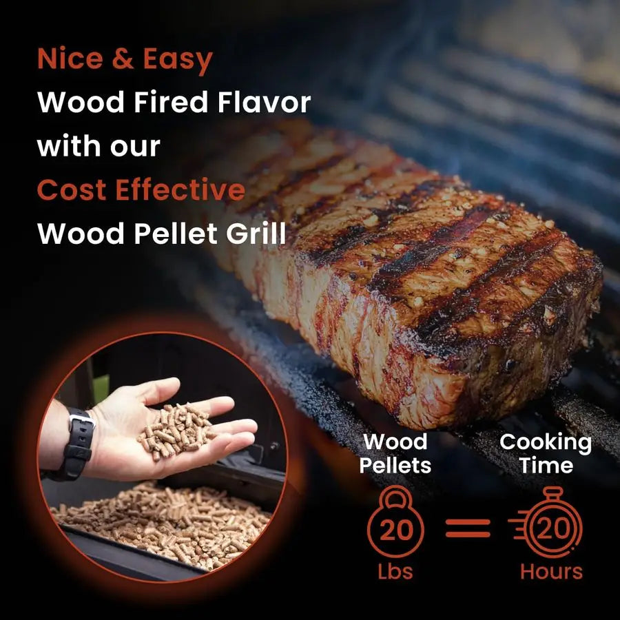 Wood Pellet Grill amp Smoker with PID V3.0 Controller, 459 Sq in Cook Area, Meat Probe, Foldable Shelf, 8 in 1 BBQ Grill