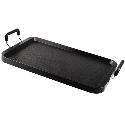 Stove Top Flat Griddle, 17 Inch 2 Burner Griddle Pan for Stove Top Grill, Aluminum Pancake pan, NonStick Charcoal Grill For Outd