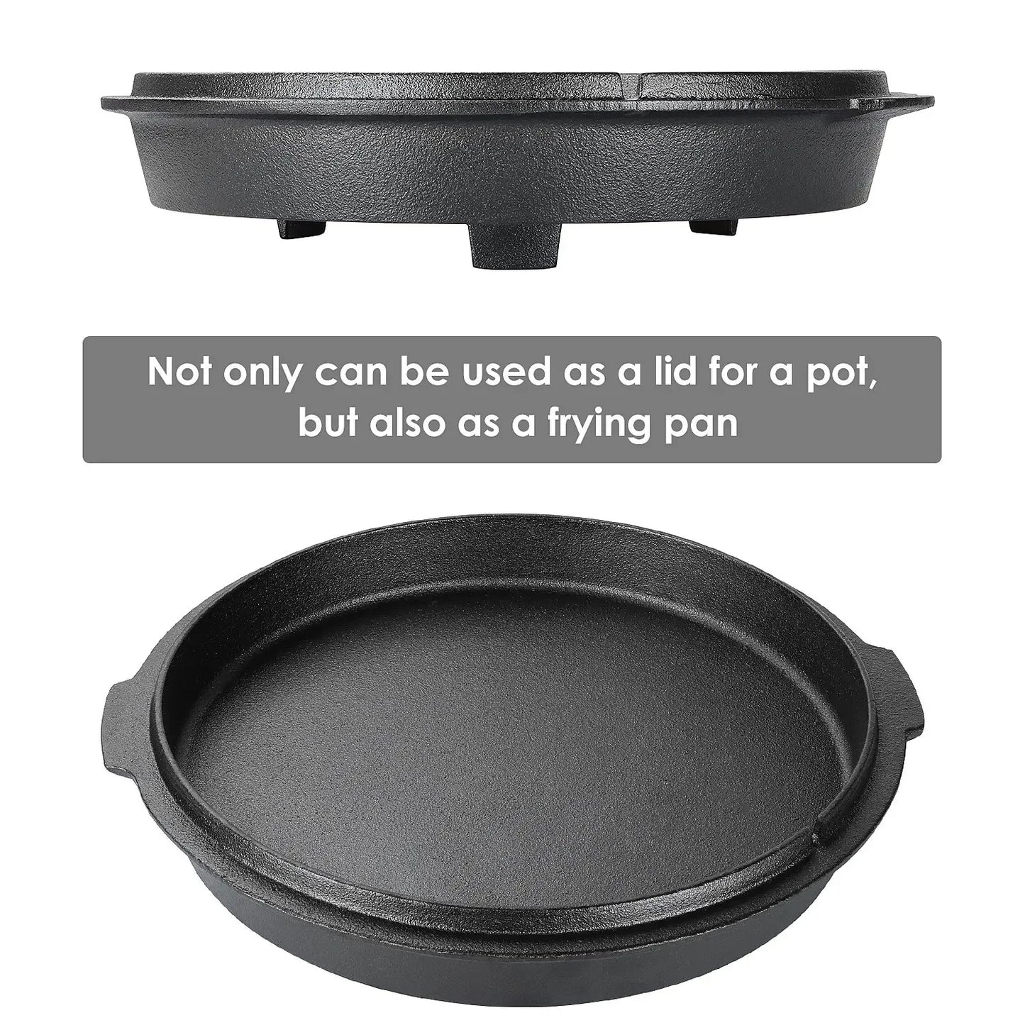 5/9/12.5 Quart Cast Iron Dutch Oven Camping Pot Outdoor Portable Multi-function Cookware Stew Barbecue Soup Picnic Pot