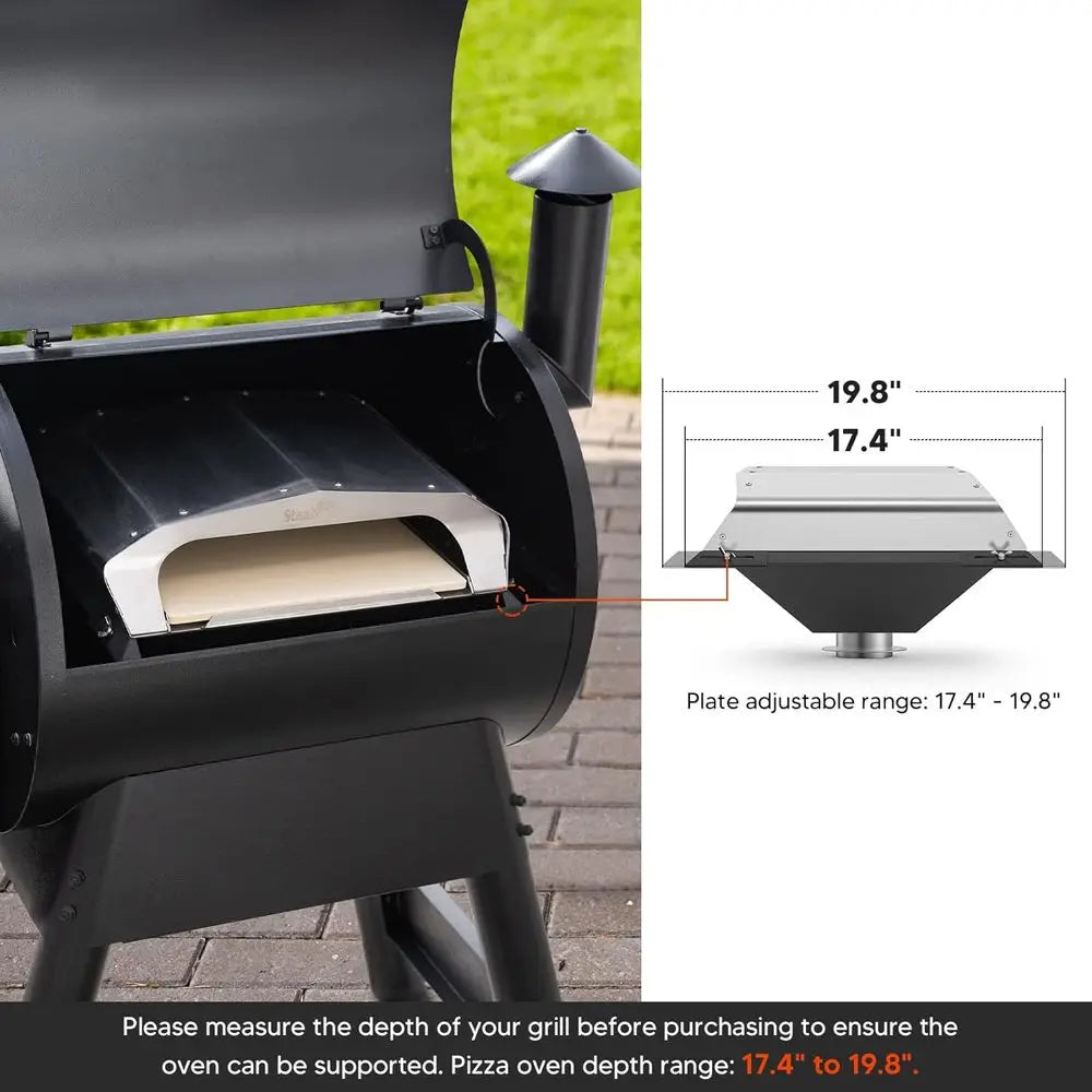 Traeger, Pit Boss, Camp Chef, Green Mountain Grills, Z Grills, Smokin Brothers Compatible Wood Fired Pizza Oven Attachment, Silv