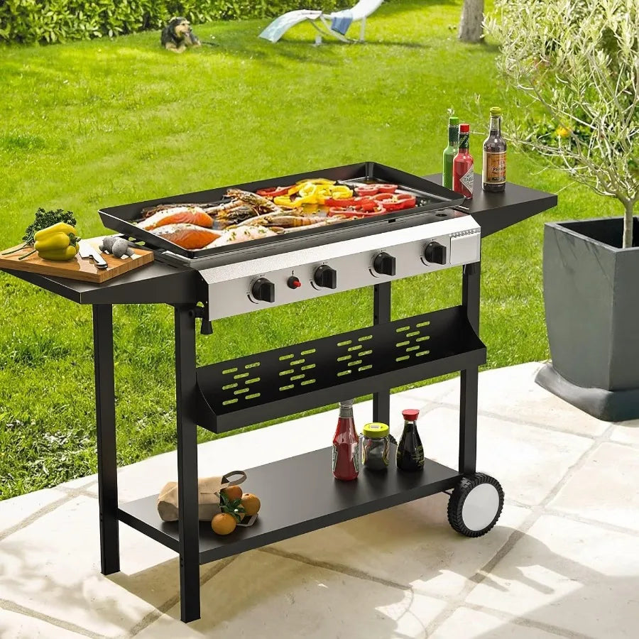 4 Burner Flat Top Grill 30 Inch Stainless Steel Tabletop Portable Propane Griddle with 40 000 BTU Power for Outdoor BBQ Camping