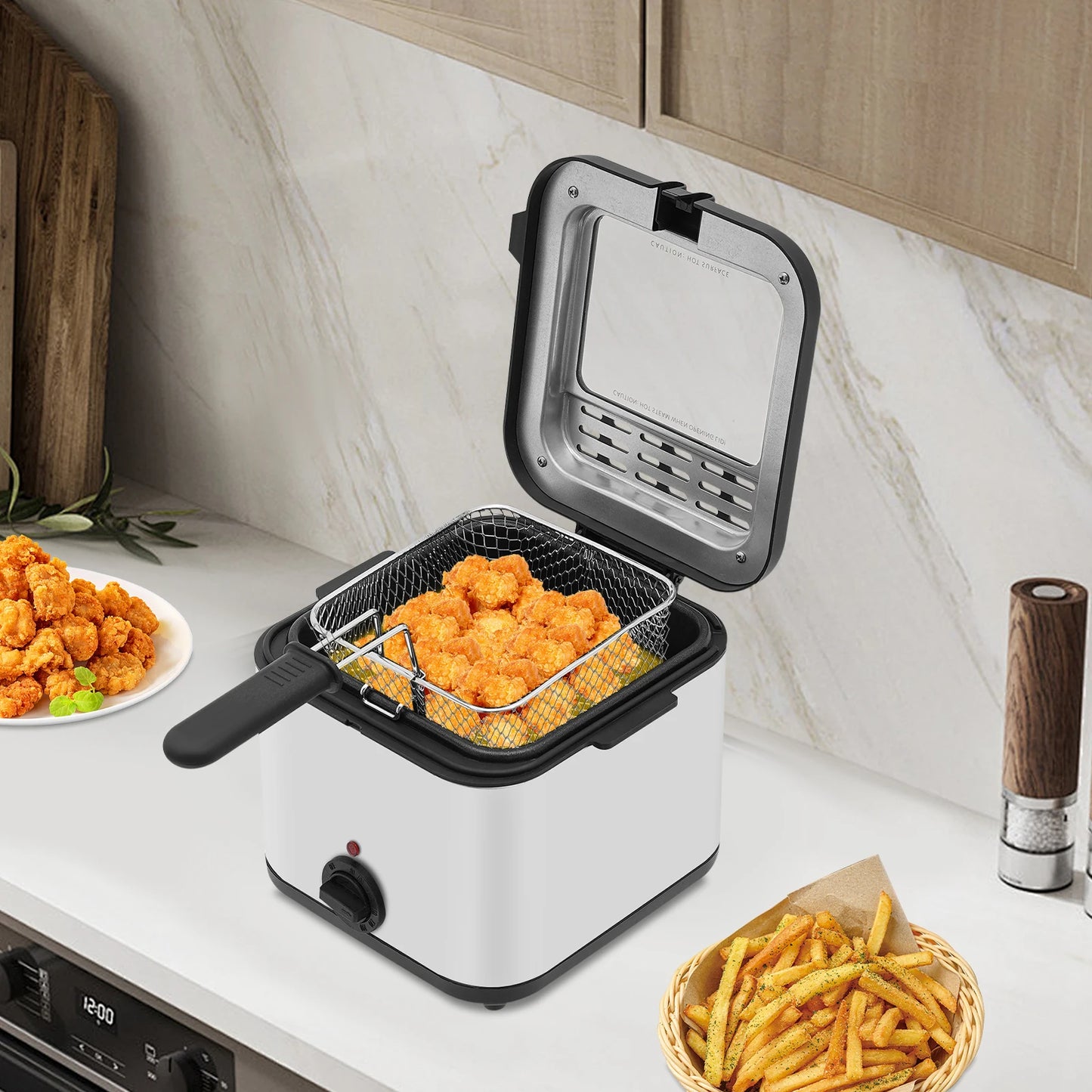 110V Electric Deep Fryer with Basket, Deep Fryers, Stainless Steel Commercial Deep Fryer for Home Kitchen, Restaurant, Fast Food