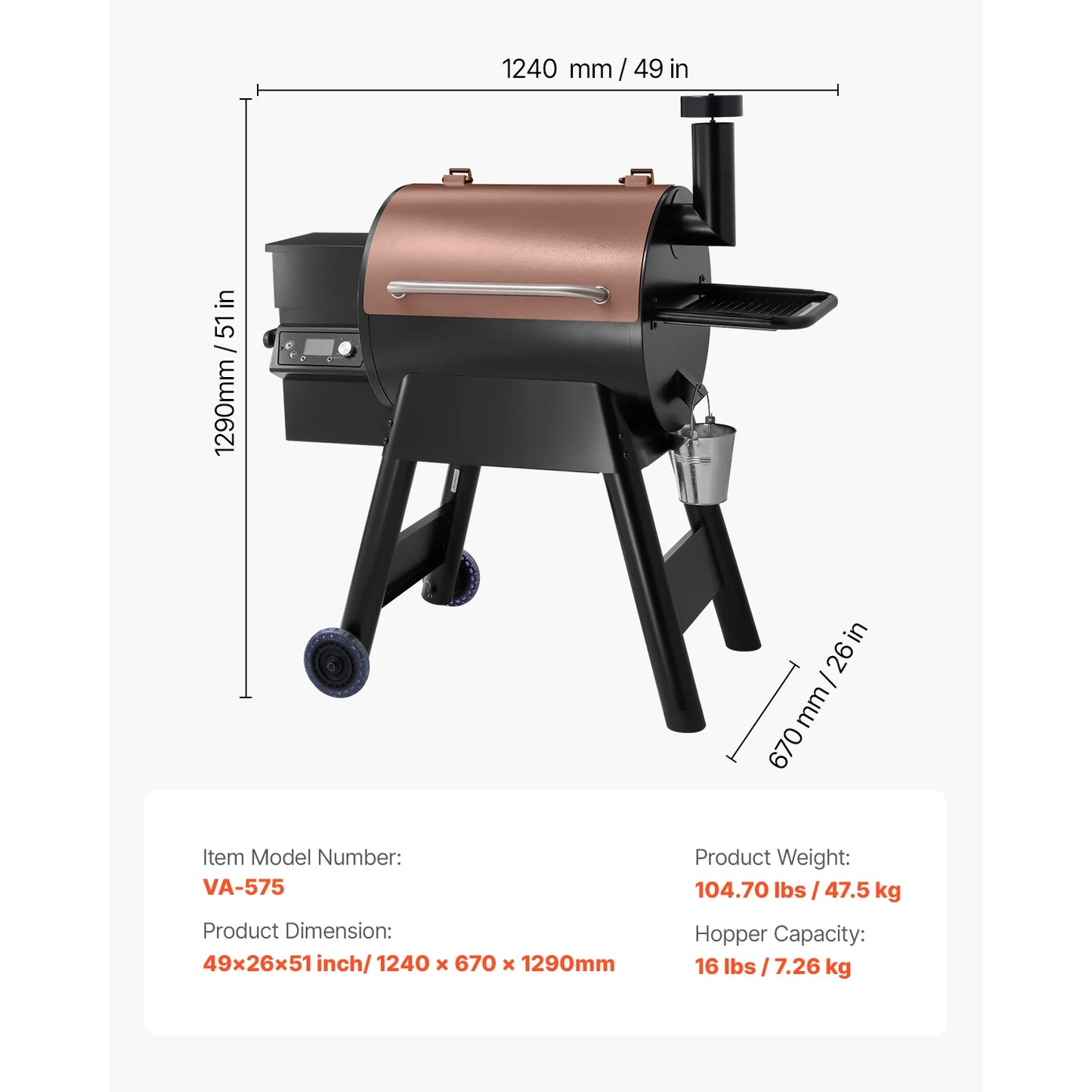 SucceBuy Wood Pellet Grill Smoker 8 in 1 BBQ Grills for Outdoor Cooking with Digital Controller Meat Probe 500°F Max Temperature