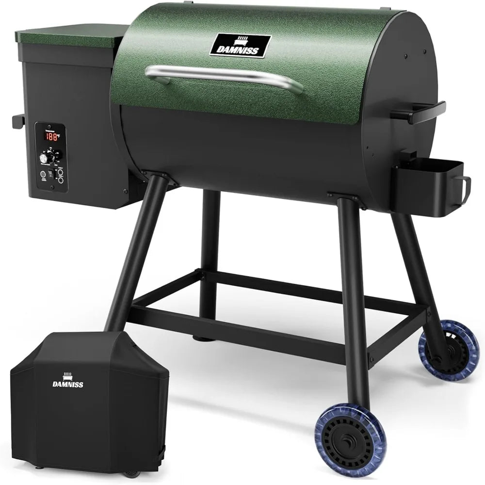 US Shipping Electric Wood Pellet Smoker Grill 8 in 1 BBQ Grill Auto Feed PID Temperature Control 180-450F with Rain Cover 456