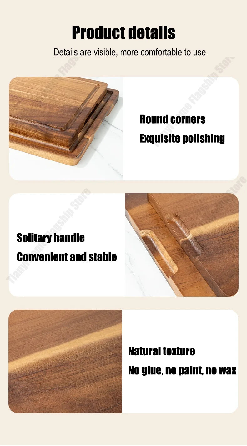 Acacia Wood Cutting Board Thickened Chopping Board Home Large Size  for Cutting Meat, Vegetables, Fruit and Cheese Kitchen tools