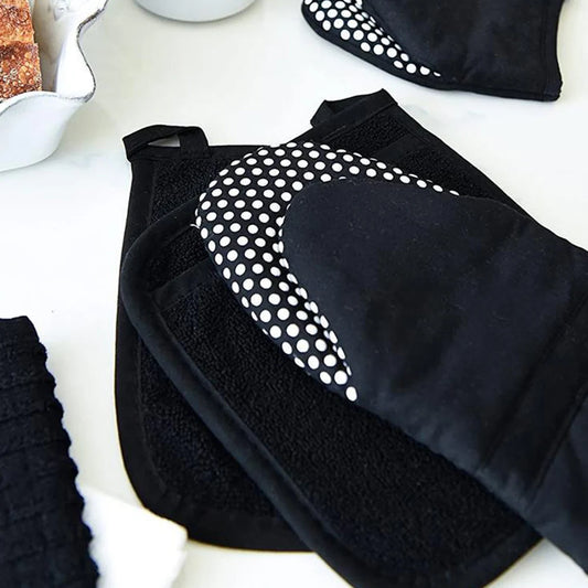 1Pair Baking Oven Gloves Cotton Insulated Anti-Scald Mitts for Heat Protection Cooking Baking Microwave Oven Use Comfortable Fit