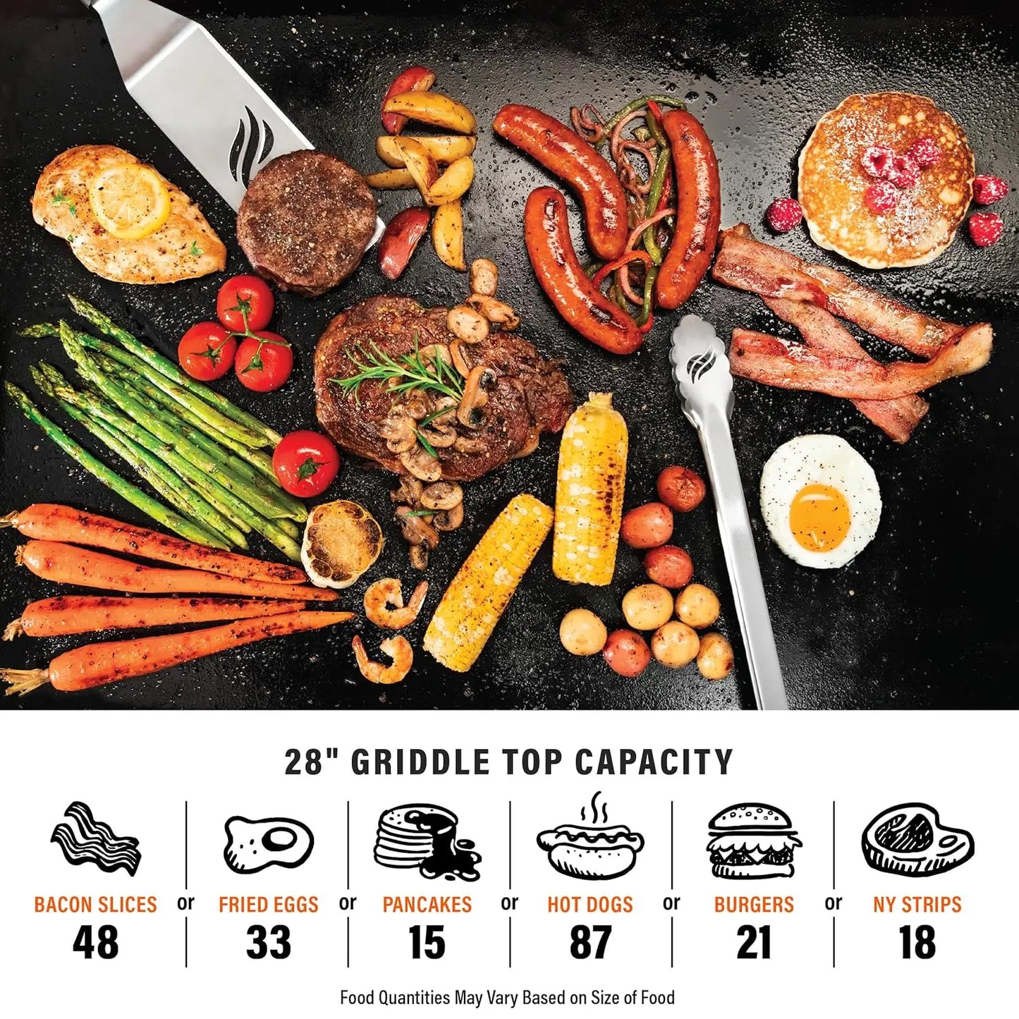 2311 Iron Forged 28” Omnivore Griddle with X-Braced Hood, Powder Coated Steel, Black, Customized