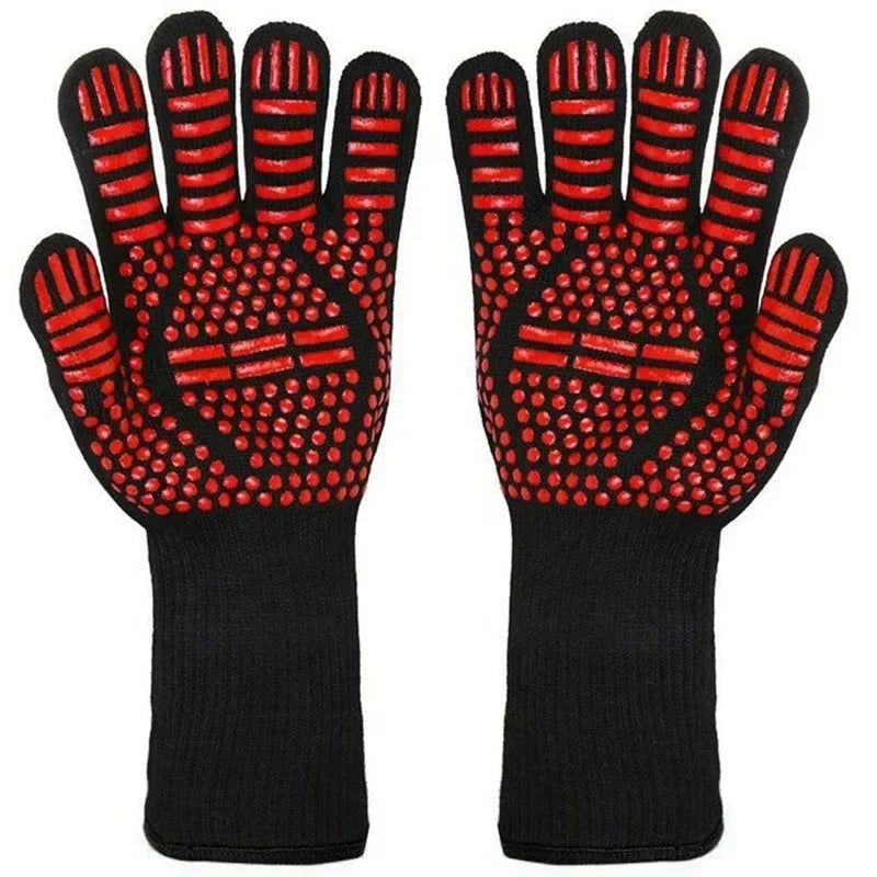 One Piece BBQ Gloves High Temperature Resistance Oven Mitts 500 800 Degrees Fireproof Barbecue Heat Insulation Microwave Gloves