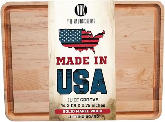 Solid Maple Wood Cutting Board - Handcrafted in USA - Premium Butcher Block for Kitchen Use