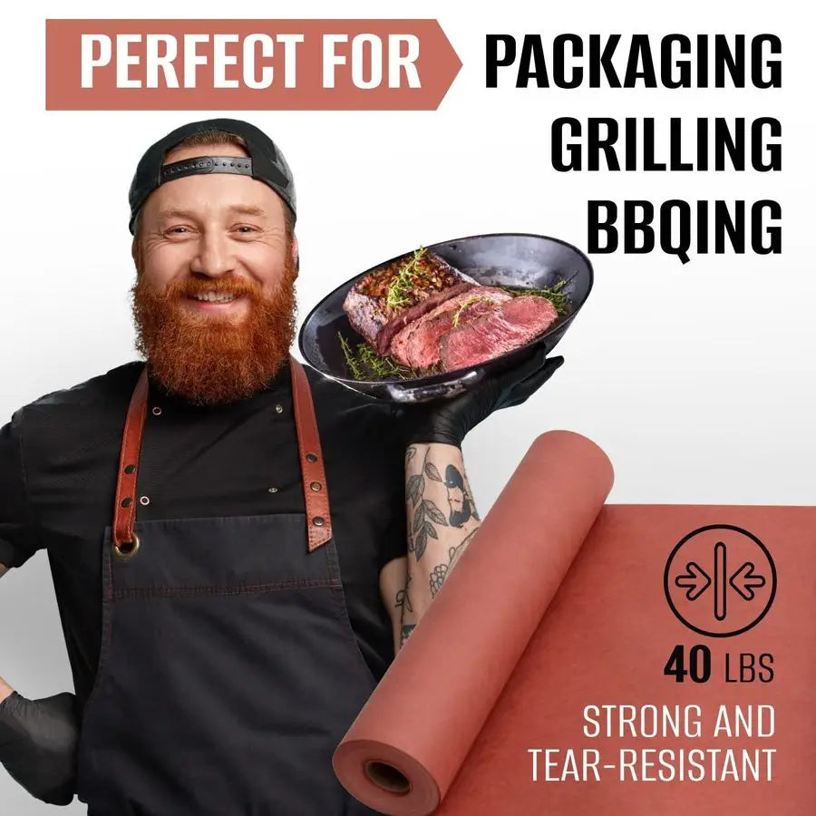 24 x 100 Made in USA Pink Butcher Paper Roll Value Pack of 2 FoodGrade Peach Butcher Paper Perfect for BBQ, Smoking Meat