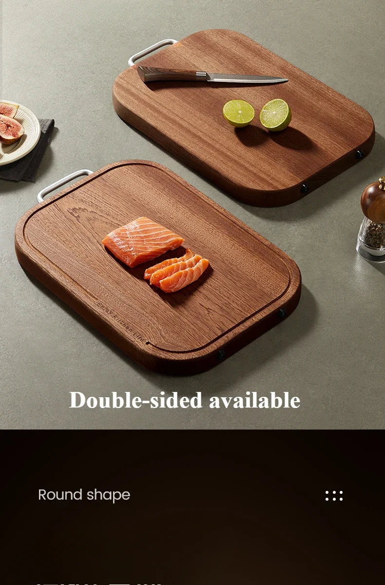 Ebony household thickening antibacterial mould-proof board fruit cutting board double-sided cutting board plus non-slip wood