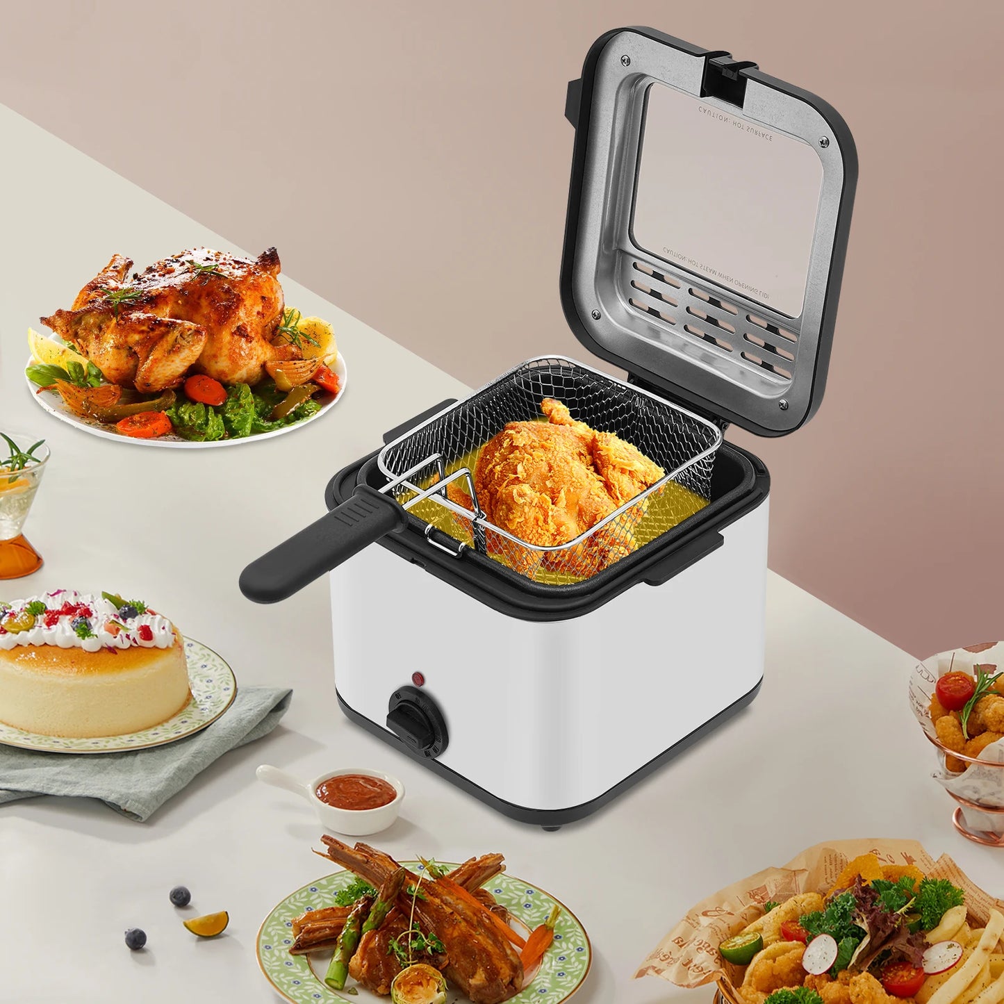110V Electric Deep Fryer with Basket, Deep Fryers, Stainless Steel Commercial Deep Fryer for Home Kitchen, Restaurant, Fast Food