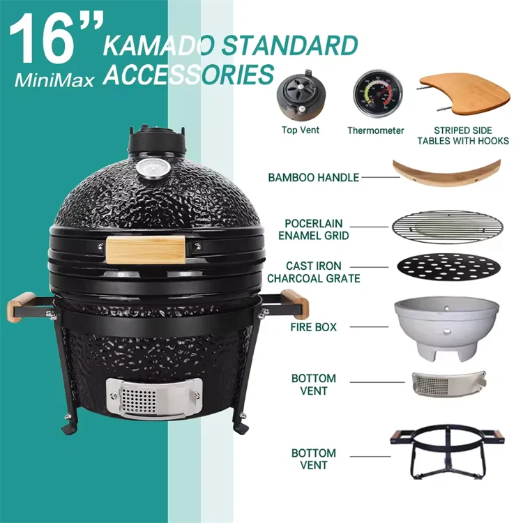 Ceramic Egg Kamado Outdoor Kitchen Garden Bbq Grill 13 18 21 23 24 27 29 Inch Spherical Pellet Smoker Camping Barbecue