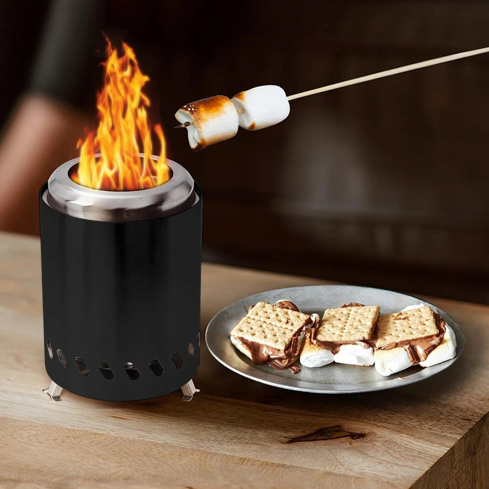 Mini Tabletop Firepit Stainless Steel Portable Mini Stove Mini Fire Pit Wood Burning Or Pellet Fueled Portable Bonfire