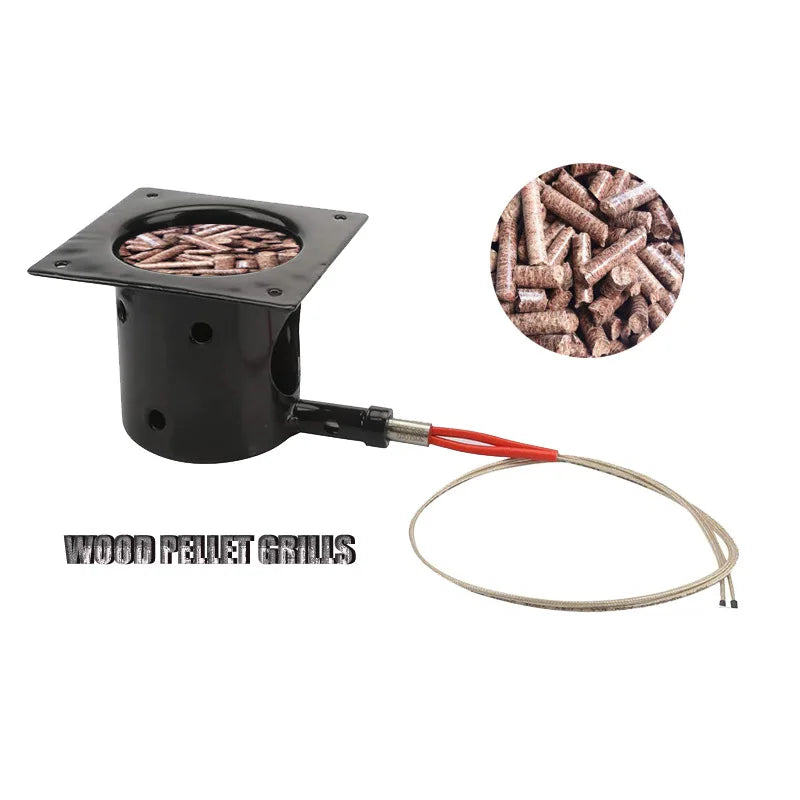 250W Pellet Grill Hopper and Burner Assembly Kit Electric Wood Pellet Smoker Grill DIY Wood Pellet Box Accessories